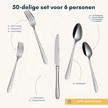 Sola Bestekset Fleurie - 18/10 RVS - 50 delig / 6 personen
