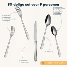 Sola Bestekset Fleurie - 18/10 RVS - 90 delig / 9 personen