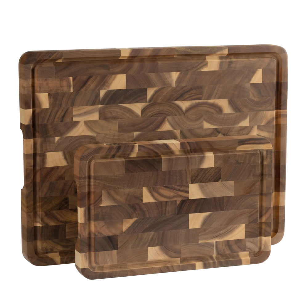 Namture Snijplankenset Acacia Kopshout 2-delig - M & XL - Houten Snij- en Bereidingsplanken