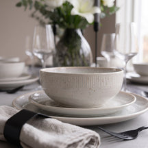 Cookinglife Serviesset Nola Beige reactive glaze 18-delig / 6 personen - 6 dinerborden, 6 ontbijtborden en 6 kommen