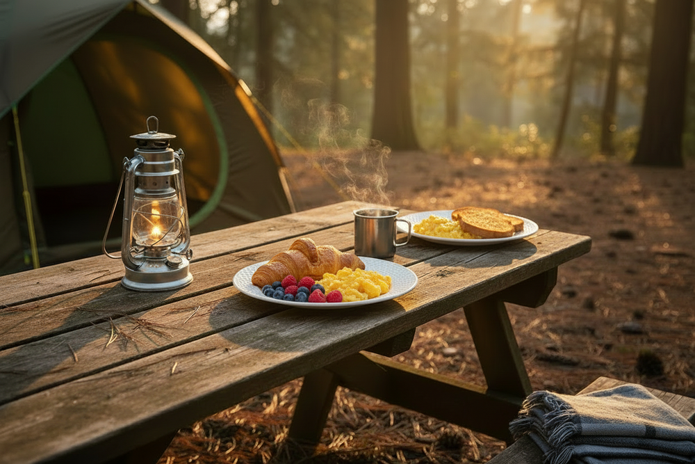 Cookinglife Ontbijtborden / Dessertborden - CampVibe - Outdoor - Kunststof - Onbreekbaar - Wit ø 21 cm - 4 Stuks