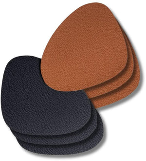 Onderzetters - Vegan leer - Zwart / Cognac - Organic - dubbelzijdig - 13 x 11 cm - 6 stuks - Cookinglife