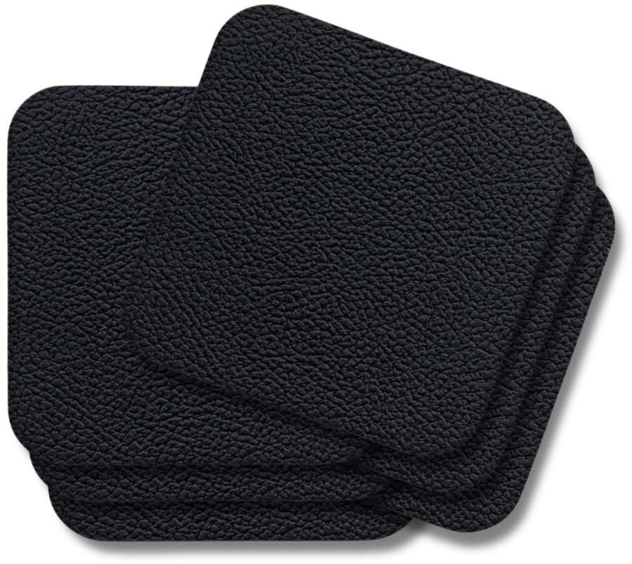 Cookinglife Onderzetters - Vegan leer - Zwart - 10 x 10 cm - 6 stuks