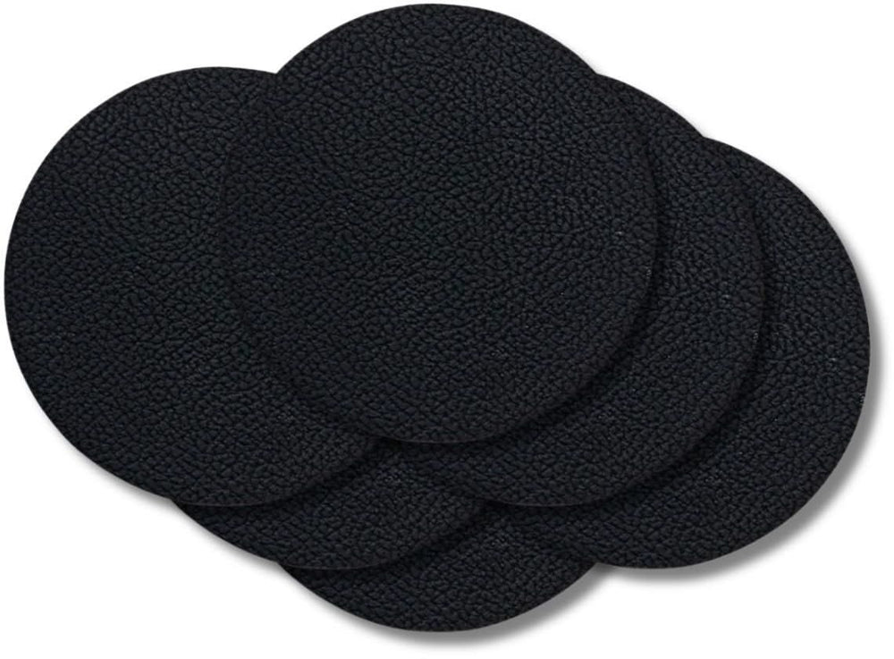 Cookinglife Onderzetters - Vegan leer - Zwart - ø 10 cm - 6 Stuks