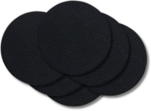 Cookinglife Onderzetters - Vegan leer - Zwart - ø 10 cm - 6 Stuks