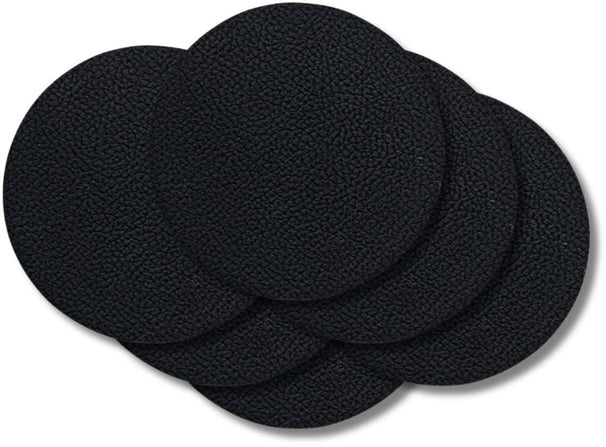 Cookinglife Onderzetters - Vegan leer - Zwart - ø 10 cm - 6 Stuks