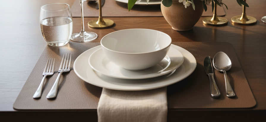 Cosy & Trendy Placemats Leather Look Lead Gray 43 x 30 cm - 6 Stuks