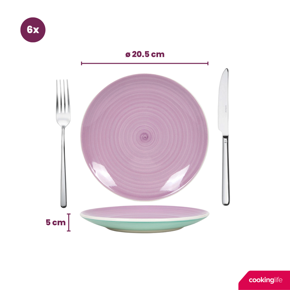 Cookinglife Ontbijtborden / Dessertborden Pastel Harmony ø 19 cm - 6 Stuks