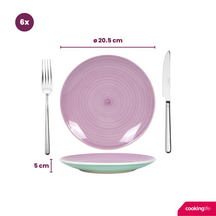 Cookinglife Ontbijtborden / Dessertborden Pastel Harmony ø 19 cm - 6 Stuks