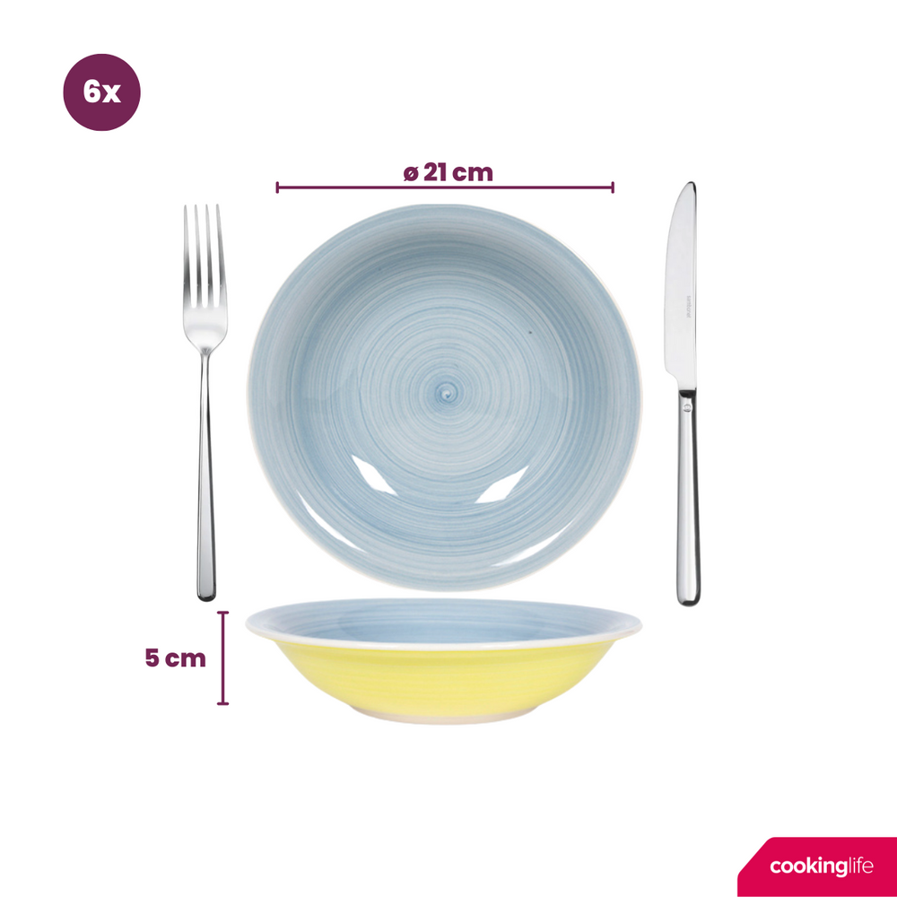 Cookinglife Diepe Borden / Pastaborden Pastel Harmony ø 21 cm - 6 Stuks