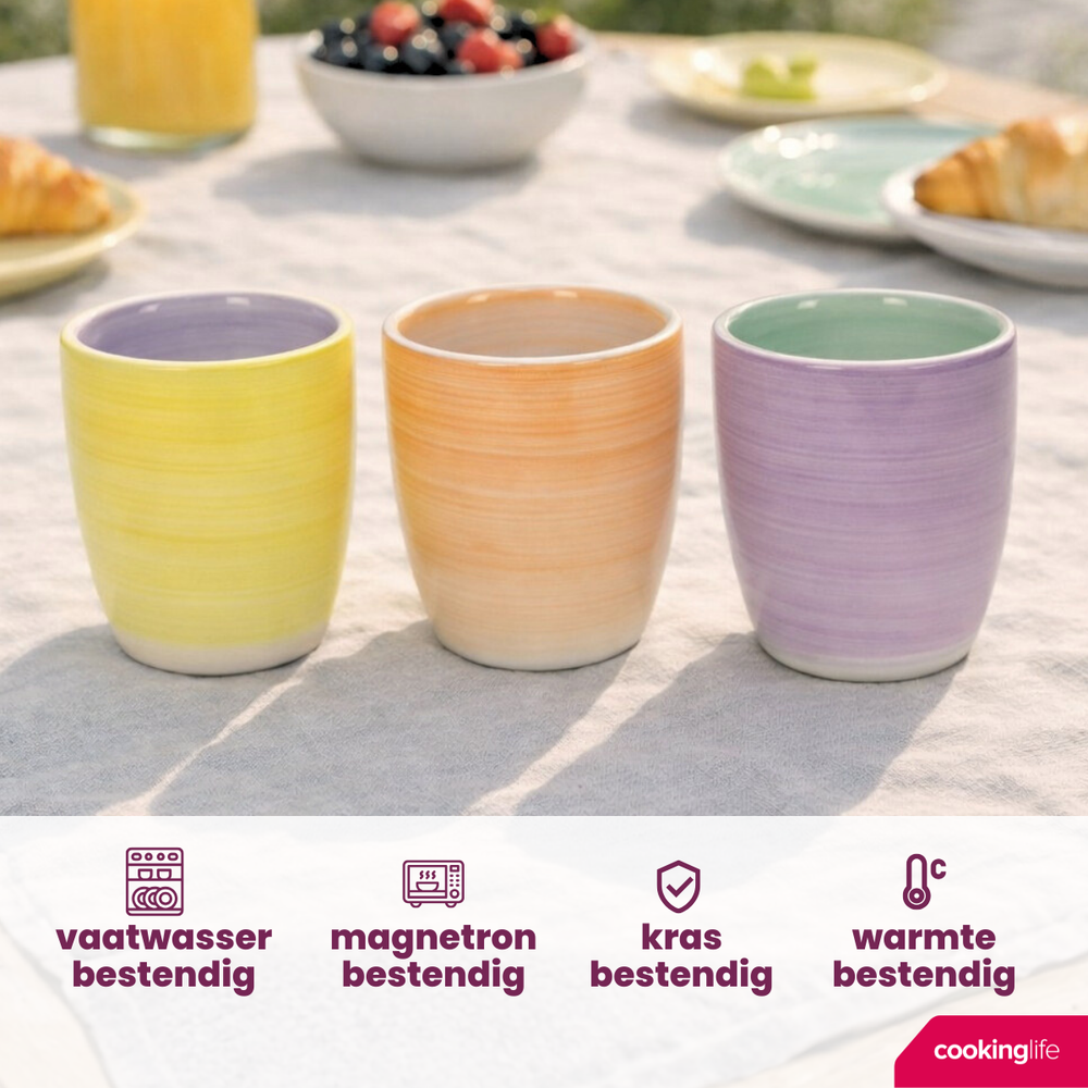 Cookinglife Koffiekopjes / Senseo Kopjes - Pastel Harmony 180 ml - 6 Stuks