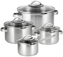 Sola Pannenset Pearl 4-Delig RVS - Downdraft geschikt - Kookpan ø 16, 18, 20 cm & Steelpan ø 16 cm - geschikt voor alle warmtebronnen
