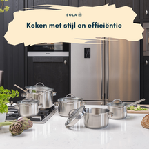Sola Pannenset Pearl 4-Delig RVS - Downdraft geschikt - Kookpan ø 16, 18, 20 cm & Steelpan ø 16 cm - geschikt voor alle warmtebronnen