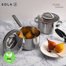 Sola Pannenset Pearl 4-Delig RVS - Downdraft geschikt - Kookpan ø 16, 18, 20 cm & Steelpan ø 16 cm - geschikt voor alle warmtebronnen