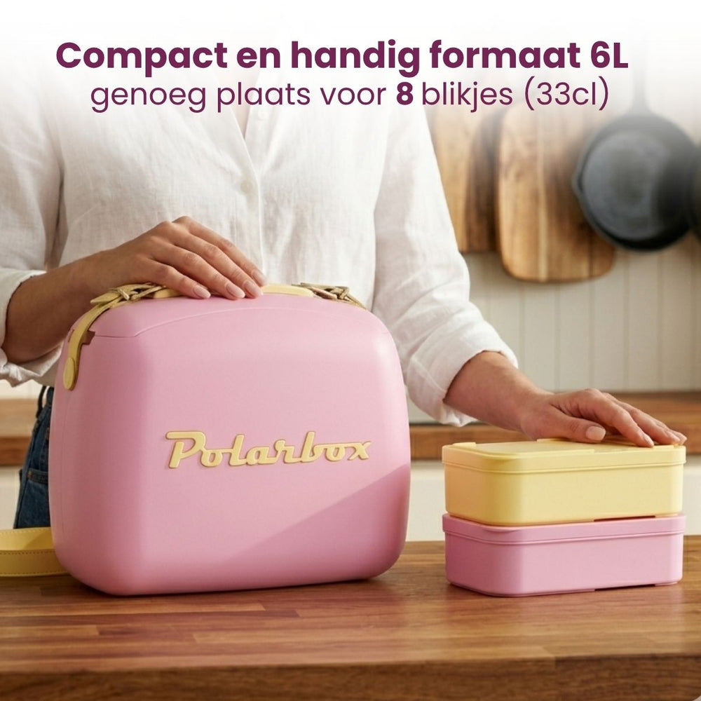 Polarbox Mini Koelbox / Coolerbag met 2 Lunchboxen - Bubblegum-Yellow - 6 Liter