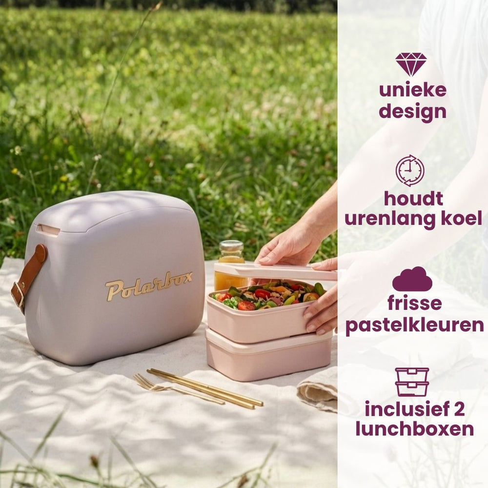 Polarbox Mini Koelbox / Coolerbag met 2 Lunchboxen - Pearl-Gold - 6 Liter