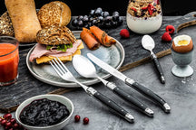 Laguiole Style de Vie Bestekset & Bestekbak - Premium Line - Zwart - 24 delig / 6 personen