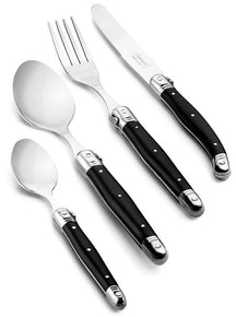 Laguiole Style de Vie Bestekset & Bestekbak - Premium Line - Zwart - 24 delig / 6 personen