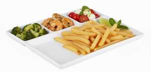 Cookinglife BBQ Borden / Fondueborden / Gourmetborden 4 vakken - 26 x 20 cm - 4 stuks