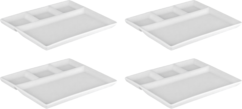 Cookinglife BBQ Borden / Fondueborden / Gourmetborden 4 vakken - 26 x 20 cm - 4 stuks