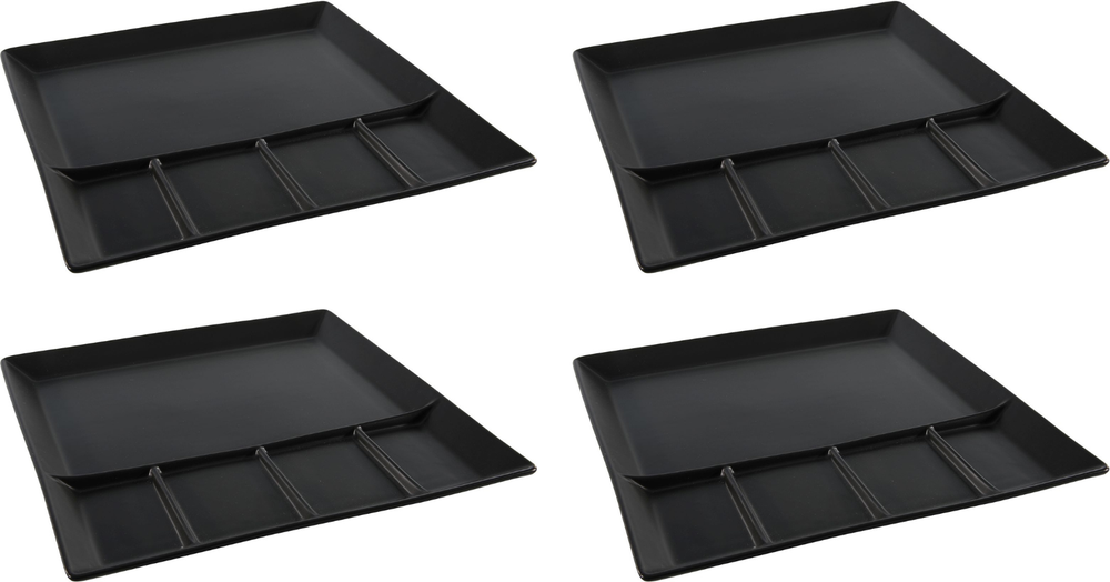 Cookinglife BBQ Borden / Fondueborden / Gourmetborden 5 vakken - 24 x 24 cm - 4 stuks