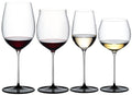 Riedel Wijnglazenset Fatto A Mano Black Tie - Bordeaux Grand Cru, Burgundy Grand Cru, Riesling & Oaked Chardonnay - 4 Stuks