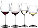 Riedel Wijnglazenset Fatto A Mano Black Tie - Bordeaux Grand Cru, Burgundy Grand Cru, Riesling & Oaked Chardonnay - 4 Stuks