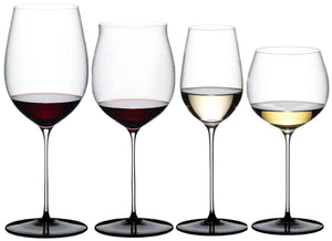 Riedel Wijnglazenset Fatto A Mano Black Tie - Bordeaux Grand Cru, Burgundy Grand Cru, Riesling & Oaked Chardonnay - 4 Stuks