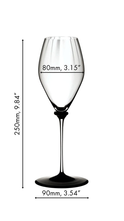 Riedel Champagneglas Fatto A Mano Performance - Zwarte Voet - 375 ml