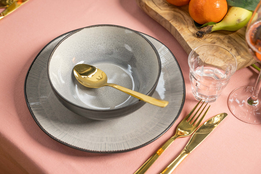 Cookinglife Serviesset Nola Warm Grey 18-delig / 6 personen - 6 dinerborden, 6 ontbijtborden en 6 kommen