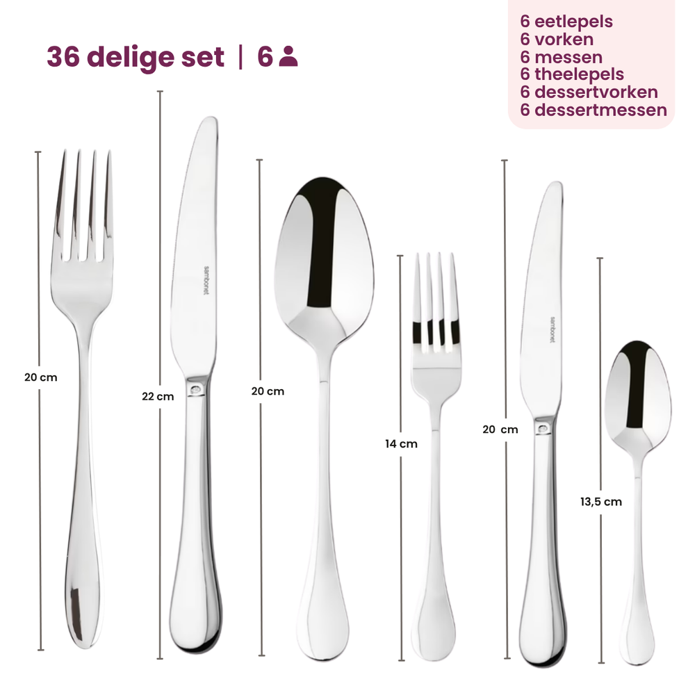 Sambonet Bestekset Bloom - RVS - Monoblock - 36 delig / 6 personen