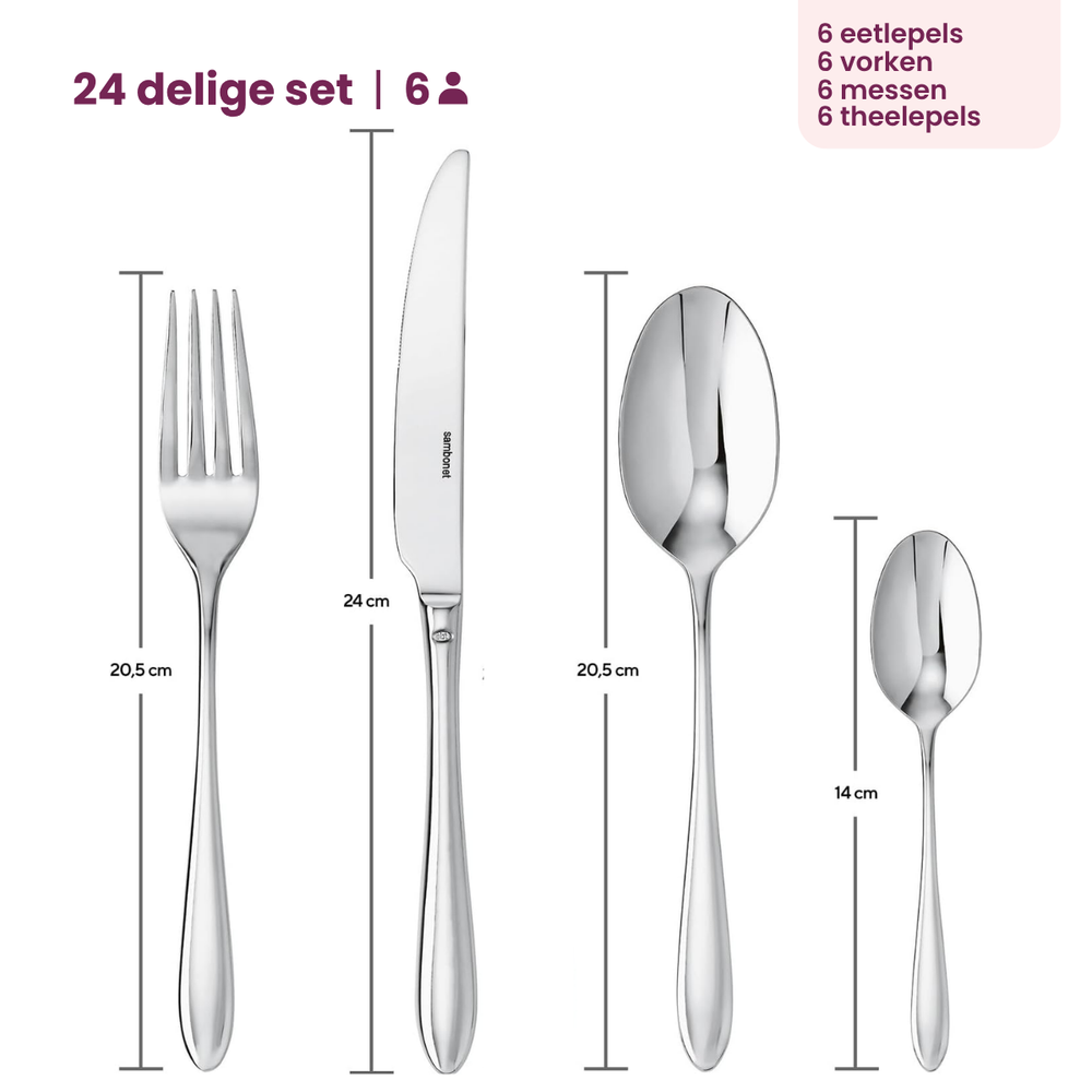 Sambonet Bestekset Dream - RVS - 24 delig / 6 personen