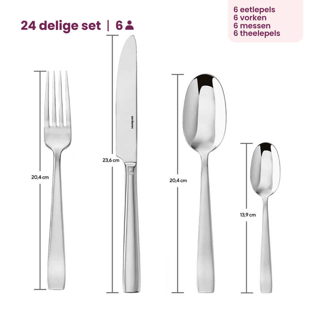 Sambonet Bestekset Flat - RVS - 24 delig / 6 personen