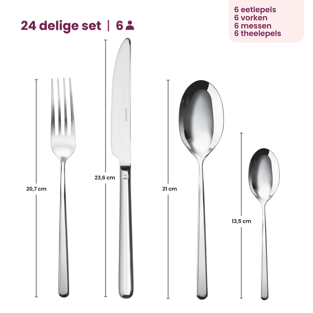 Sambonet Bestekset Rock - Zwart - 24 delig / 6 personen