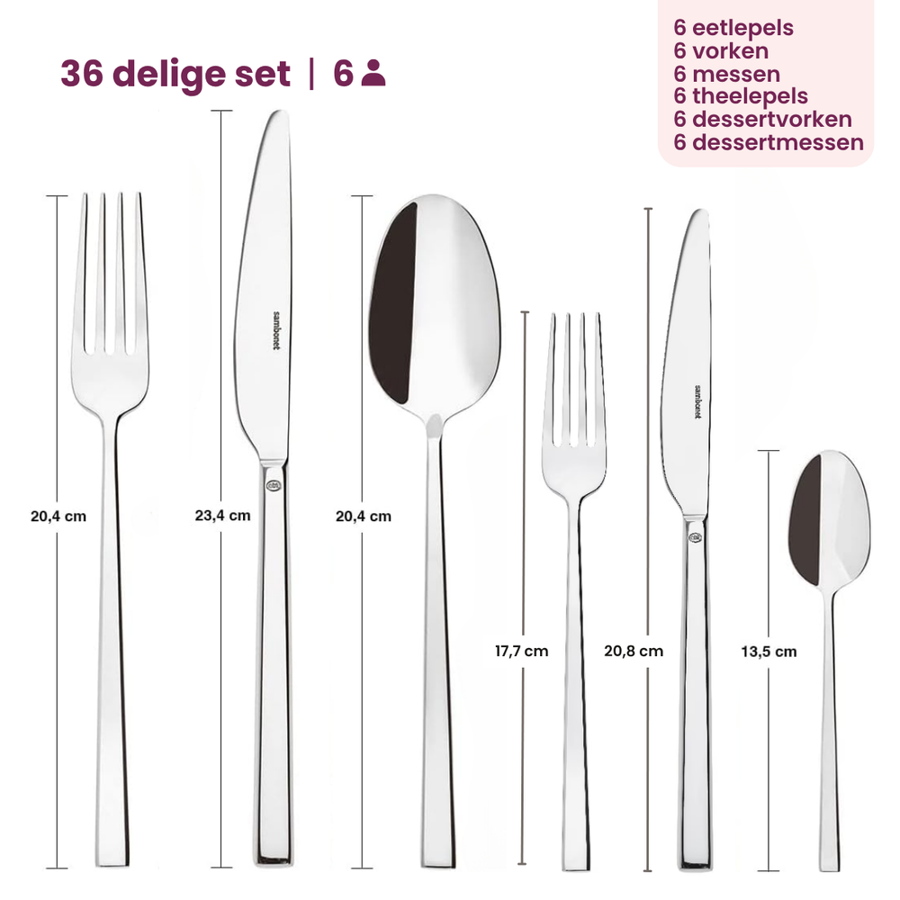 Sambonet Bestekset Rock - RVS - 36 delig / 6 personen