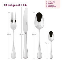 Sambonet Bestekset Royal - RVS - 24 delig / 6 personen