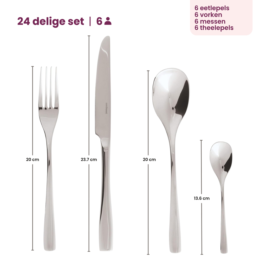 Sambonet Bestekset Sintesi - RVS - 24 delig / 6 personen