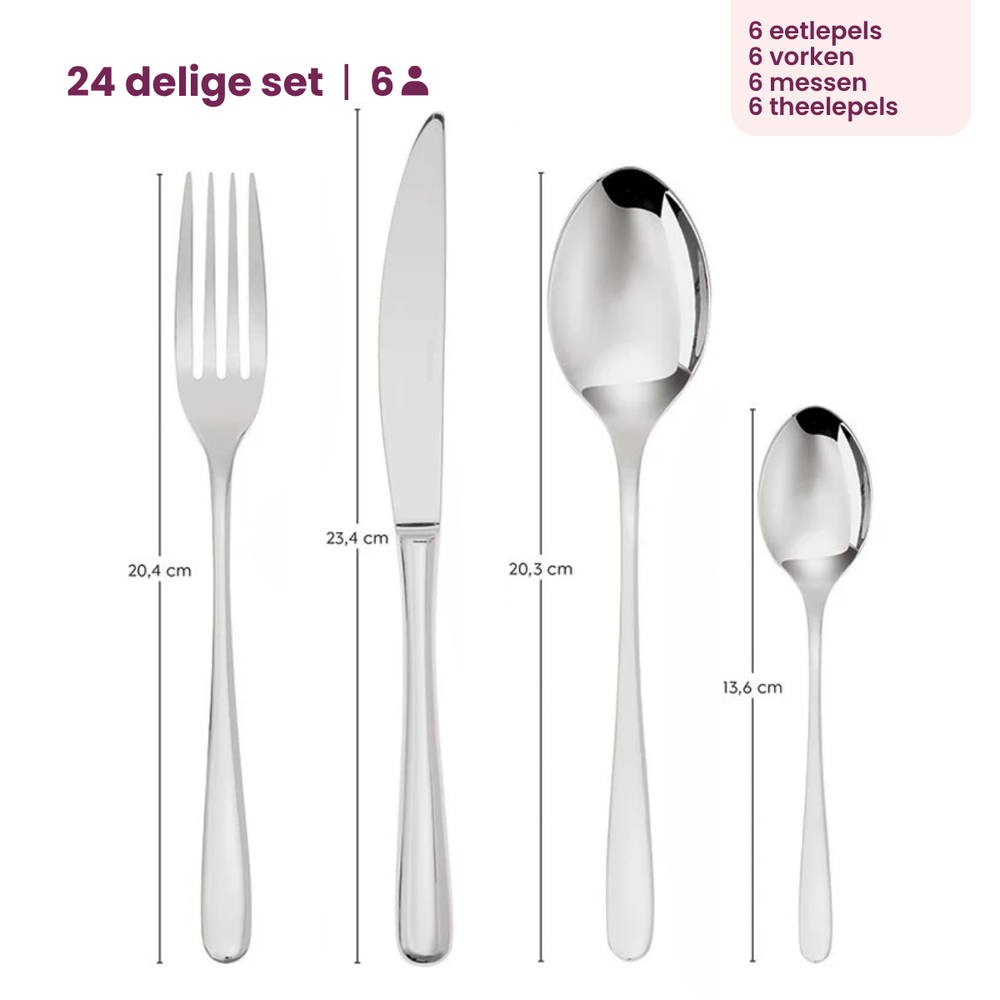 Sambonet Bestekset Taste - Zwart - 24 delig / 6 personen