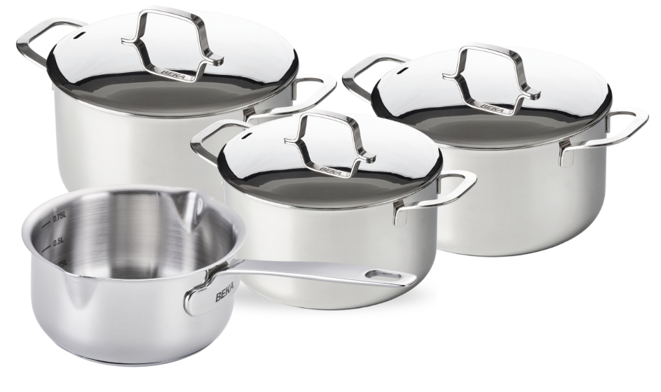Beka Pannenset Maestro 4-Delig - zonder anti-aanbaklaag - geschikt voor alle warmtebronnen (Kookpannen & Steelpan)