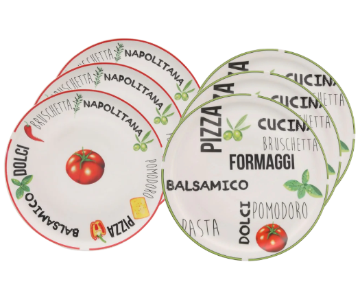 Cookinglife Pizzaborden Italia Porselein ø 30 cm - 6 stuks