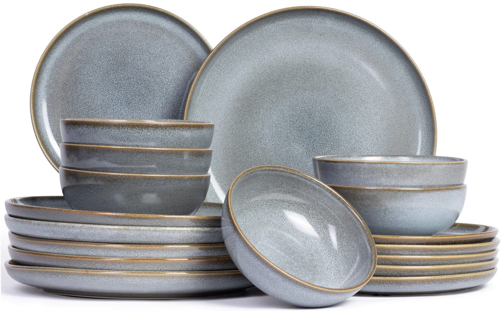 ASA Selection Serviesset Saisons - Denim 18 delig / 6 personen - 6 dinerborden, 6 ontbijtborden en 6 kommen