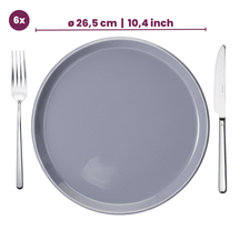 Cookinglife Dinerborden Siaki - Wit / Blauw / Grijs ø 26.5 cm - Porselein - 6 stuks