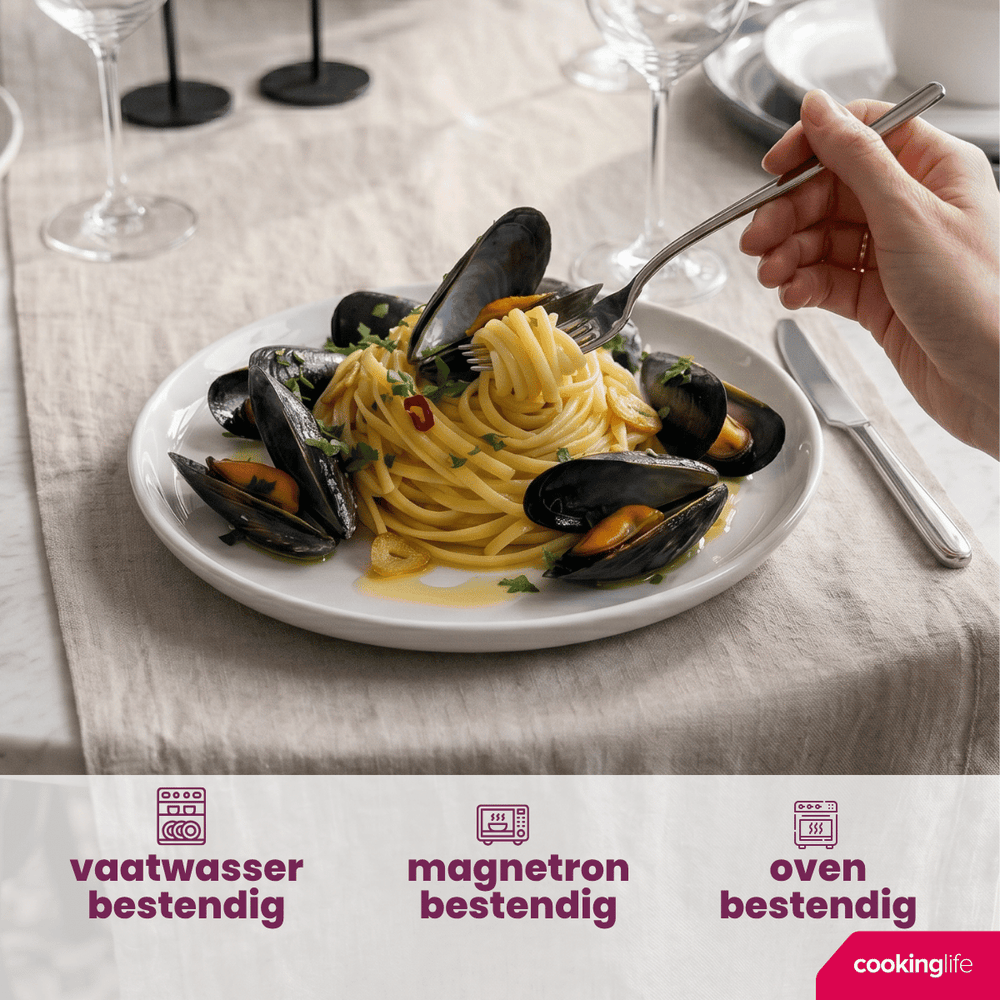 Cookinglife Dinerborden Siaki - Wit / Blauw / Grijs ø 26.5 cm - Porselein - 6 stuks