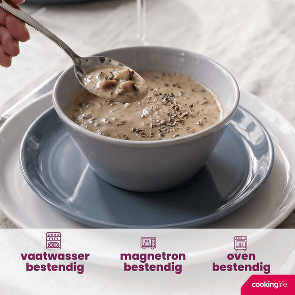 Cookinglife Soepkommen / Kommen - Siaki Wit / Blauw / Grijs ø 14 cm - Porselein - 6 stuks