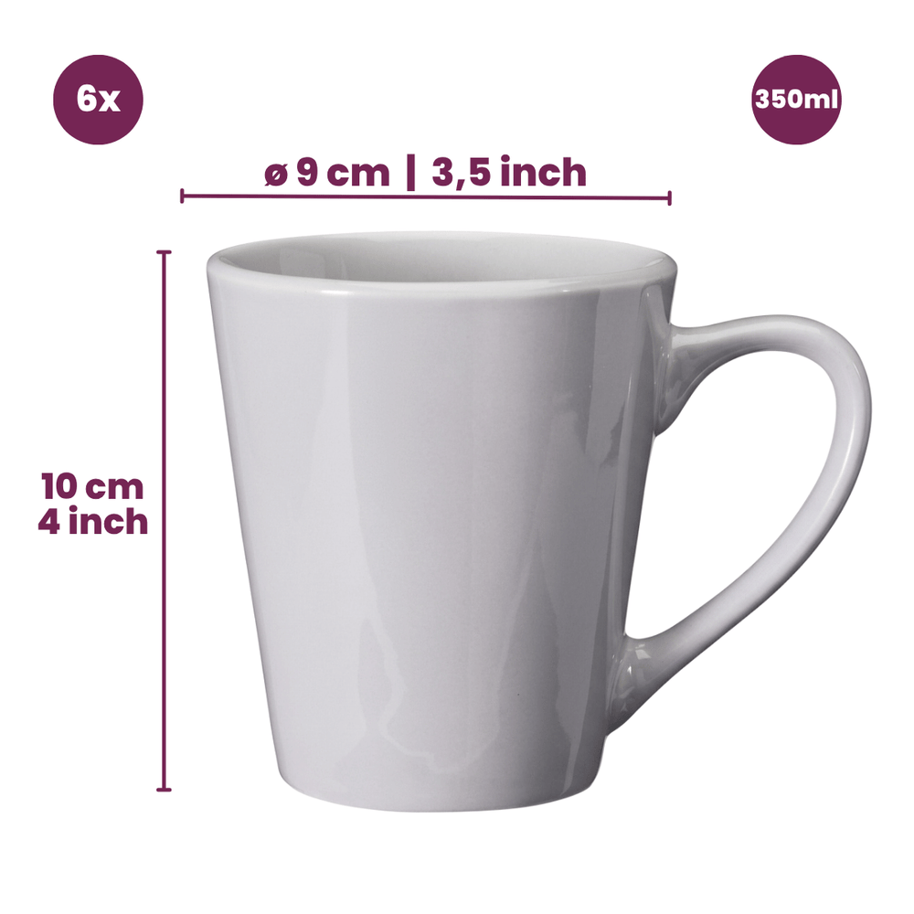 Cookinglife Mokken Siaki - Wit / Blauw / Grijs 350 ml - Porselein - 6 stuks