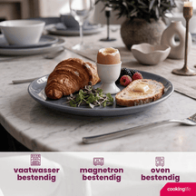 Cookinglife Ontbijtborden / Dessertborden Siaki - Wit / Blauw / Grijs ø 19 cm - Porselein - 6 stuks