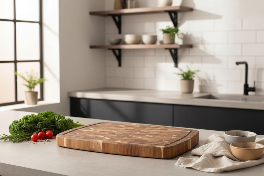 Cookinglife Snijplank Hout Acacia Pure Wood 46 x 36 cm - Houten Snijplank met Sapgeul