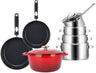 Sola Pannenset Pearl 7-Delig RVS - Inductie geschikt - Kookpan ø 16, 18, 20 cm & Steelpan ø 16 cm + Koekenpan ø 24, 28 cm + Braadpan ø 24 cm