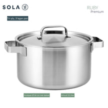 Sola Kookpan / Soeppan met deksel Ruby - Triply RVS ø 24 cm / 5.5 liter - geschikt voor alle warmtebronnen