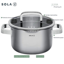 Sola Pannenset Juvia 5-Delig RVS - Downdraft geschikt - Kookpan ø 16, 18, 20, 24 cm & Steelpan ø 16 cm - geschikt voor alle warmtebronnen